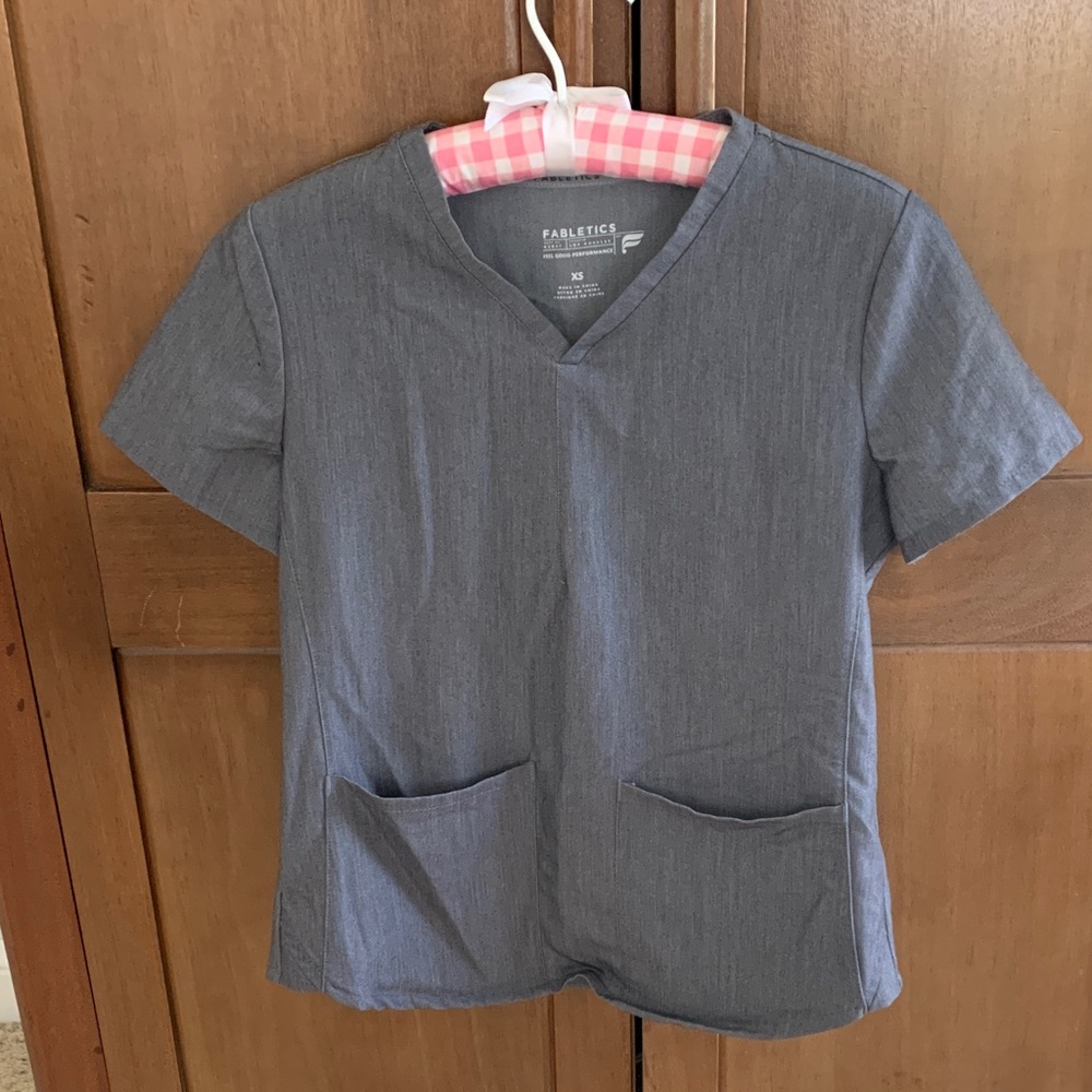 Fabletics  Charcoal V-Neck scrubs top